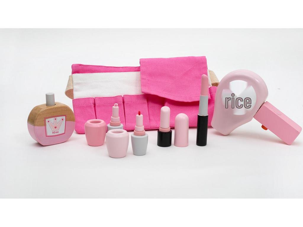 Children's Wooden Pretend Makeup Set: Portable Cosmetics Toy for Dress-Up and Imaginative Play