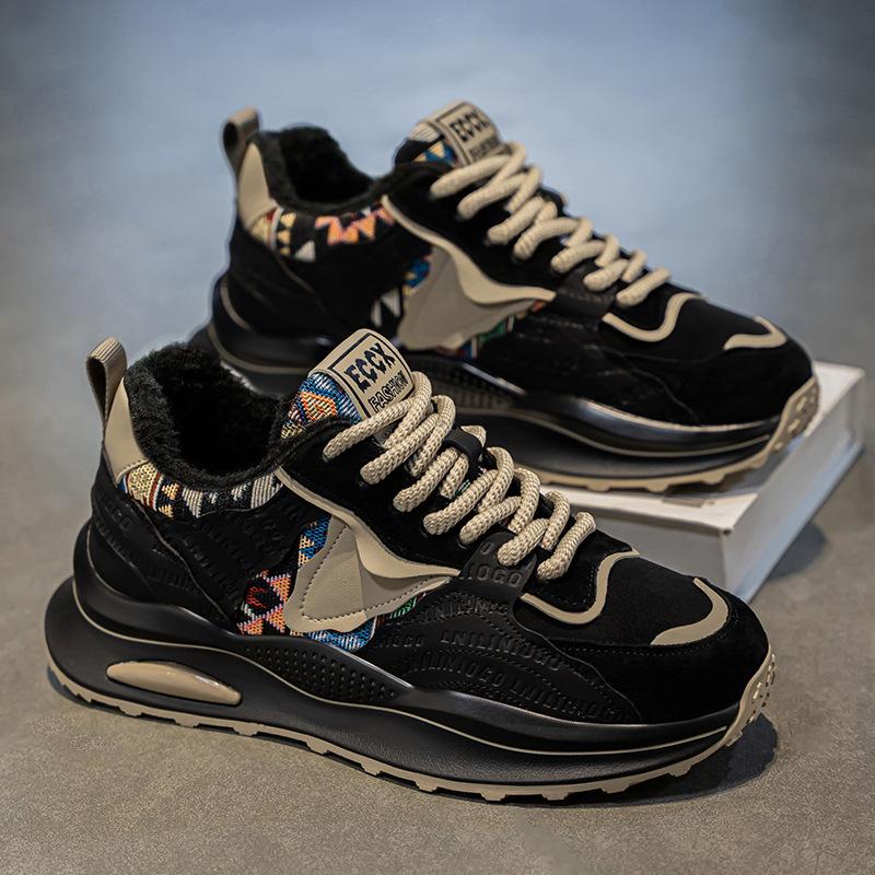 Men's shoes 2 winter new warm thickened cotton shoes velvet men's sports shoes non-slip and wear-resistant dad shoes