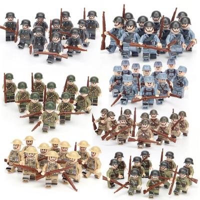 10Pcs Soldat Figurine mit 10 Shooter Waffen Zubehör Block Kleine Partikel Gebäude Spielzeug Soldat Modell Desktop Sand