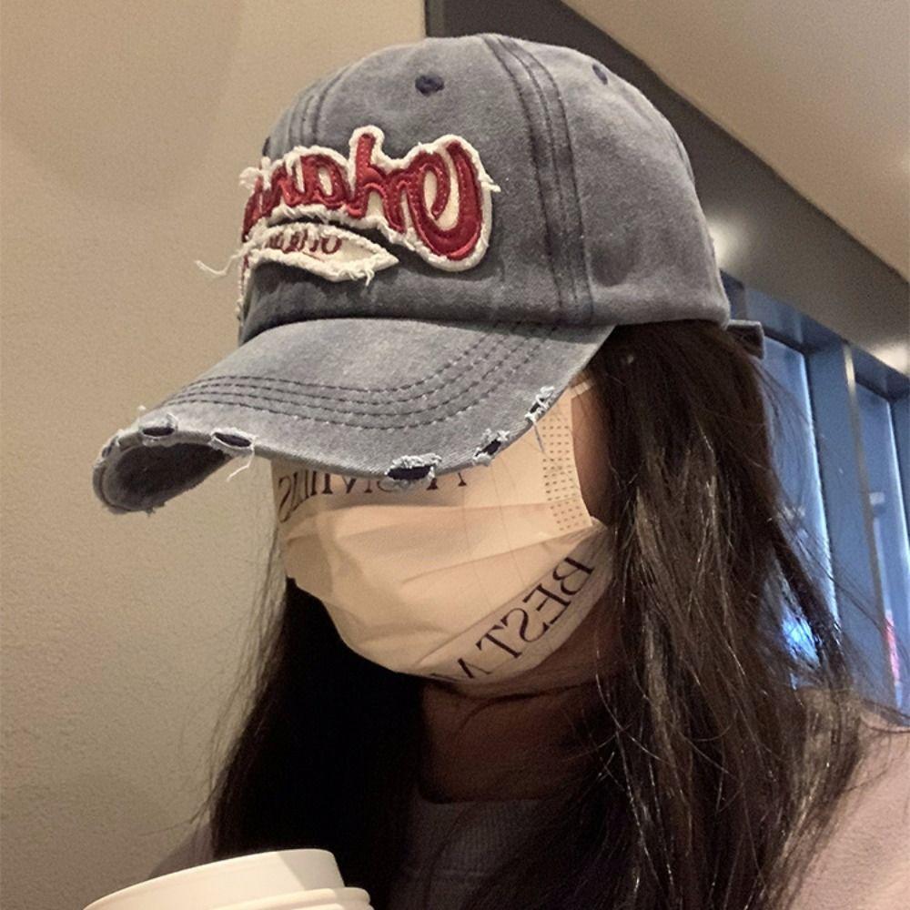 Korean Style Vintage Baseball Cap Embroidery Snapback Cap Orlando Letter Hat  Girl