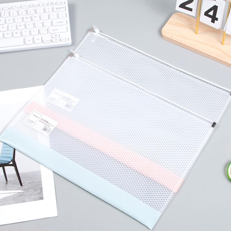Simplicity EVA A4 Zippered Mesh Document Bag Transparent Receipt Organizer File Folder for Office School Home Paperwork