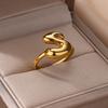 Stainless Steel Chunky Letter Rings For Women Gold Color A-Z Initial Letter Adjustable Ring Wedding Fashion Jewelry Gift