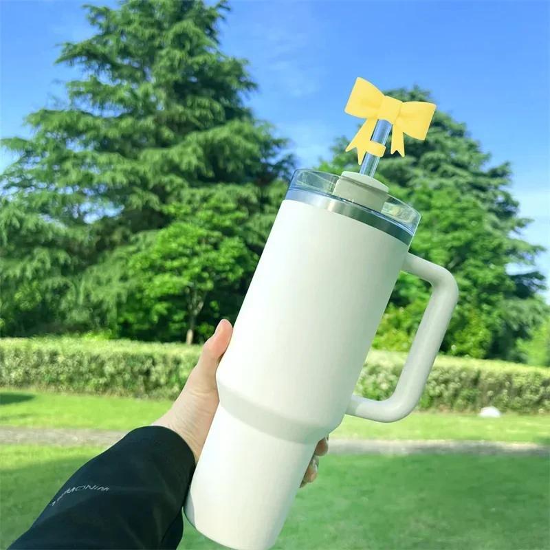 Bowknot Straw Covers Cap for Cup 30&40 Oz Tumbler Cups Reusable Silicone Accessories Straw Tips Lids Protector for 10mm Cups