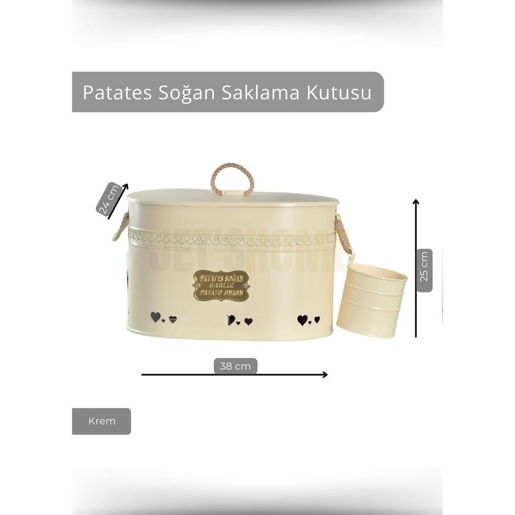 Potato Onion Bucket Vegetable Rack with Garlic Box Lidded Fruit Basket Onion Rack Metal Cream