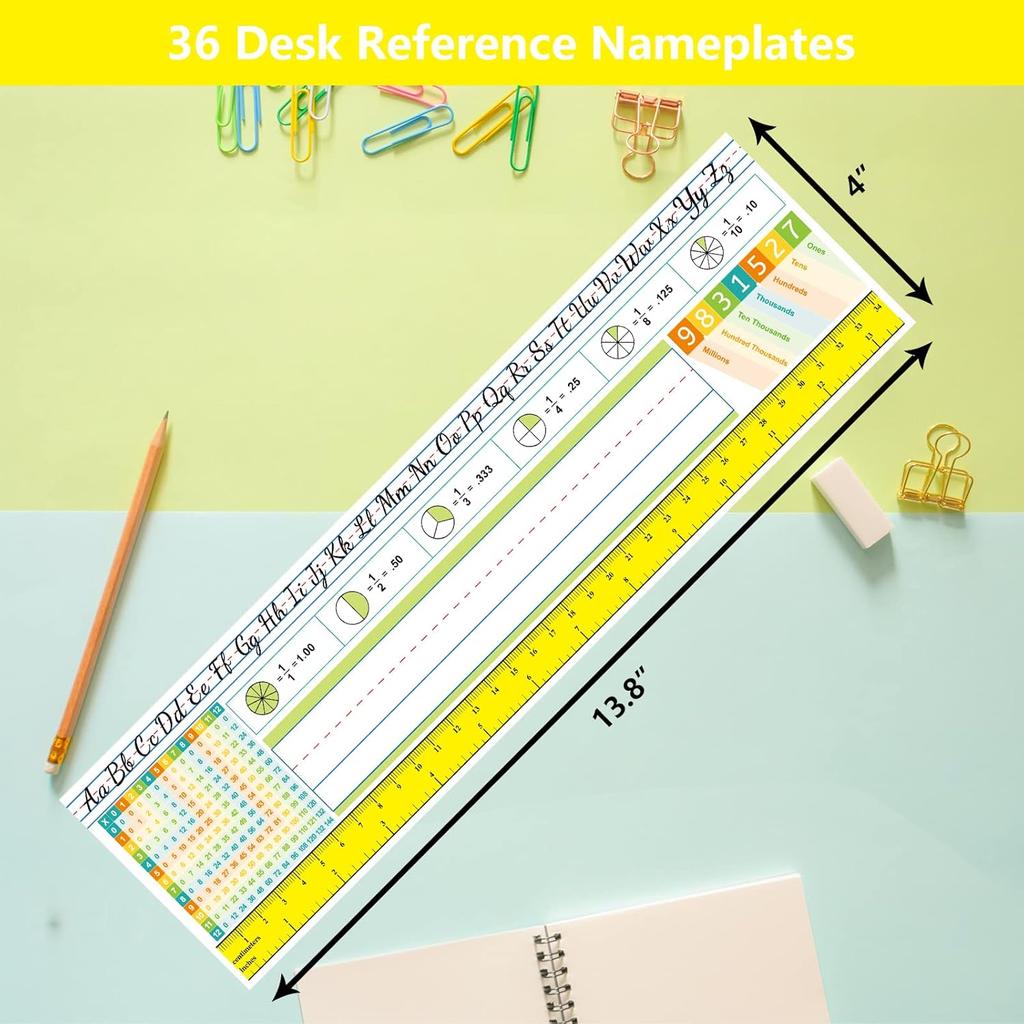 Fancy Land Multiplication Desk Reference Nameplates Math Traditional Manuscript Name Plate Self Adhesive for Students Pack of 36