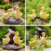 2 Pcs Little Yellow Duck Resin Cartoon Duck Figurine Realistic Small Garden Statue for Outdoor Patio