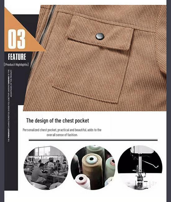 Men's Lambswool-Lined Corduroy Jacket: Cross-Border Fashion for Autumn/Winter