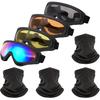 Motorcycle Goggles,4 Pack Dirt Bike ATV Motocross Riding Offroad Protective With 4 Pack Neck Breathable Bandana Mask For Men Women Kids Youth Adult