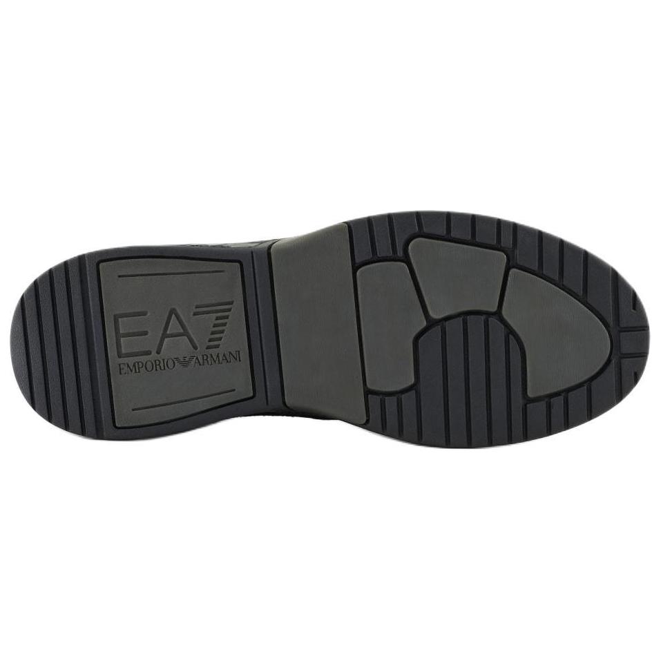 Emporio Armani EA7 Leather Round Toe Lace-Up Low-Top Sneakers Men Sneakers Black X8X187XK402M701