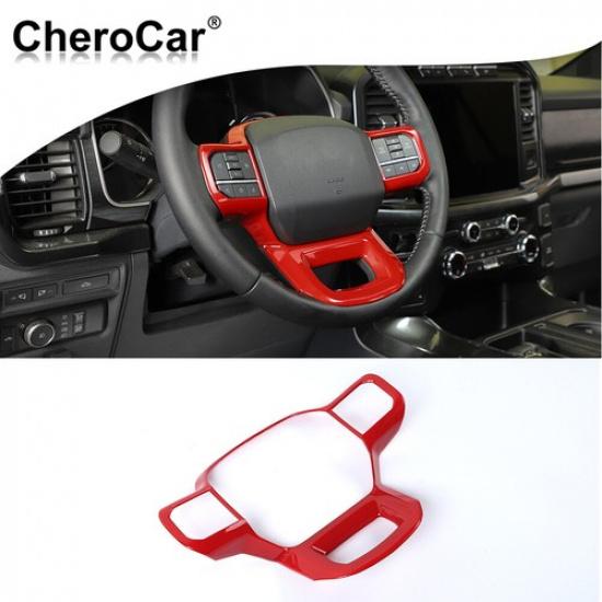 Steering Wheel Moulding Cover Trim Red Accessories For + Ford F150 F-150 ABS