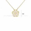 K rose gold four-leaf clover necklace women's single flower white fritillary chalcedony laser agate full diamond collarbone chain