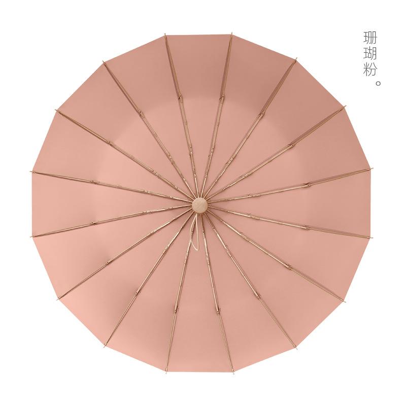 Hand open 16 bone simple plain men's gentleman umbrella three fold retro folding umbrella fixed umbrella