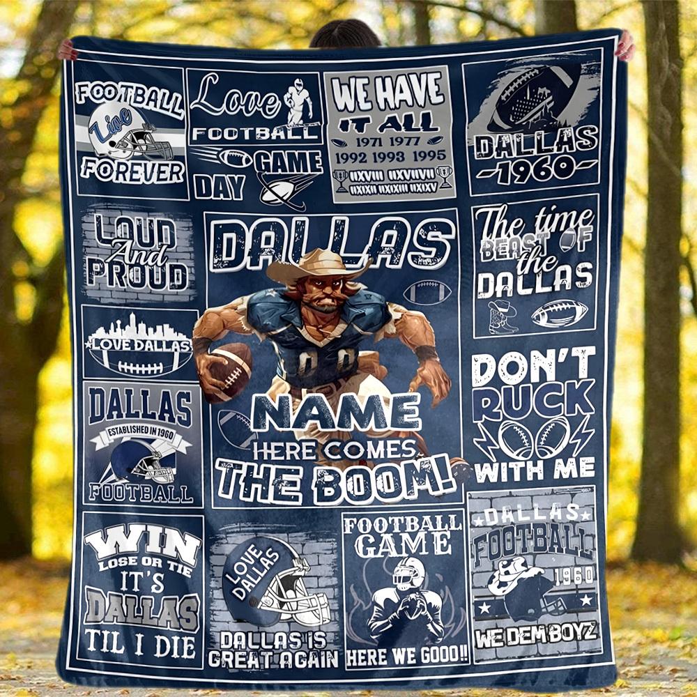 240Gm2 Football Style Customize Your Name Outdoor Blanket Suitable For All Seasons Comfortable And Warm Soft Blanket Suitable For Travel Gifts For