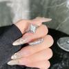 Exquisite Personality Silver Color Brushed Rhombus Starlight Awn Star Opening Couple Ring for Men Women Trendy Designer Jewelry