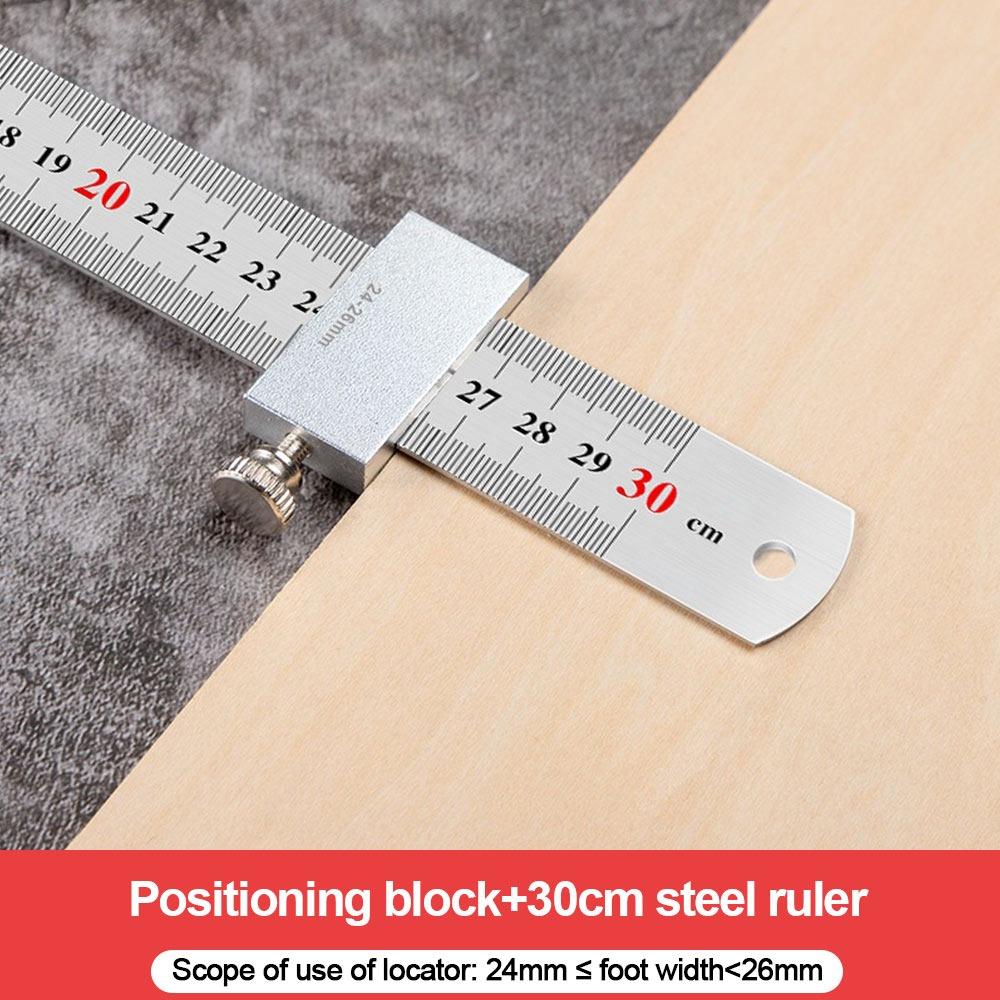 Accurate Positioning Marking Gauge Metal Straight Ruler Steel Ruler Slide Stop Carpentry Work