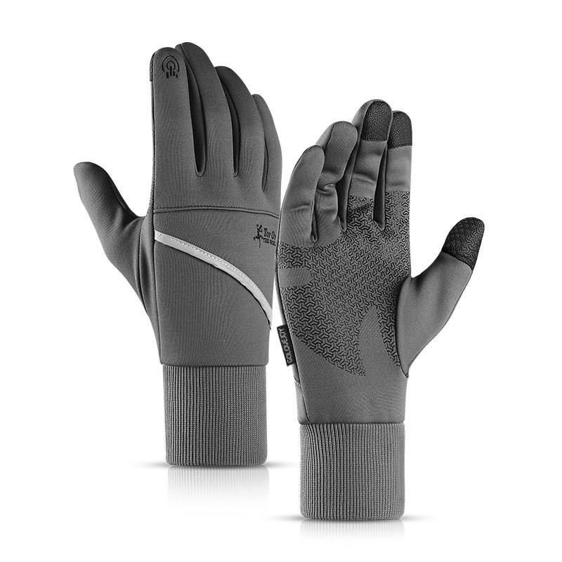 Mens Winter Cycling Gloves Warm Thick Fleece Lined Touchscreen Anti-Slip Reflective Waterproof Outdoor Sports