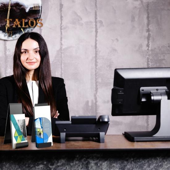 4 Pcs Metal Brochure Holder Table Countertop Flyer Brochure Display Stand Vertical Literature Organizer for Booklets Pamphlet Magazine Menu Journals