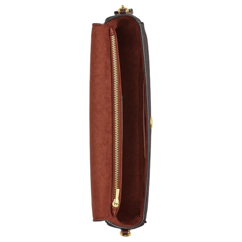 Coach BROOK 24 Brass-colored Metal Hardware Hand-held Crossbody Bag, Artificial Leather, Shoulder Bag, Medium Size, Women's Maple Brown