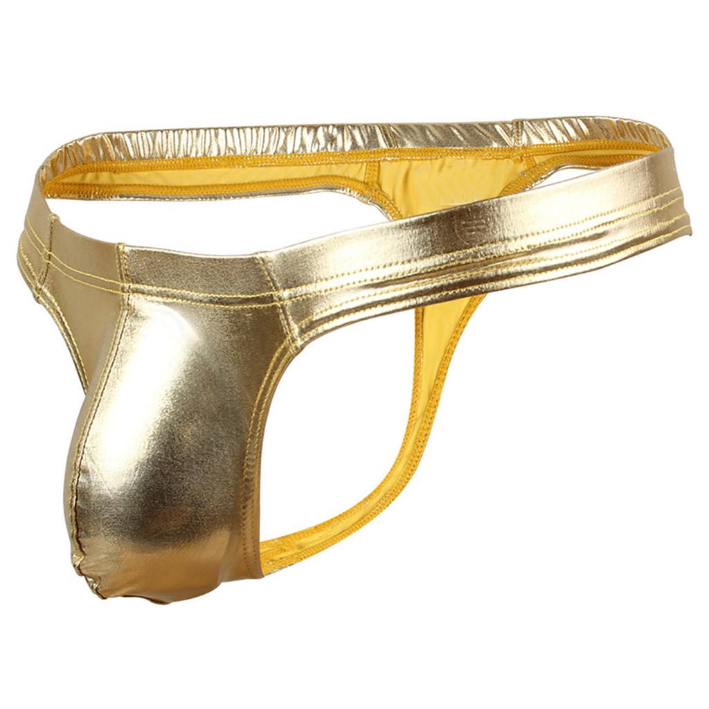 Men's Thong Sexy Mid-Waist  Leather Panties