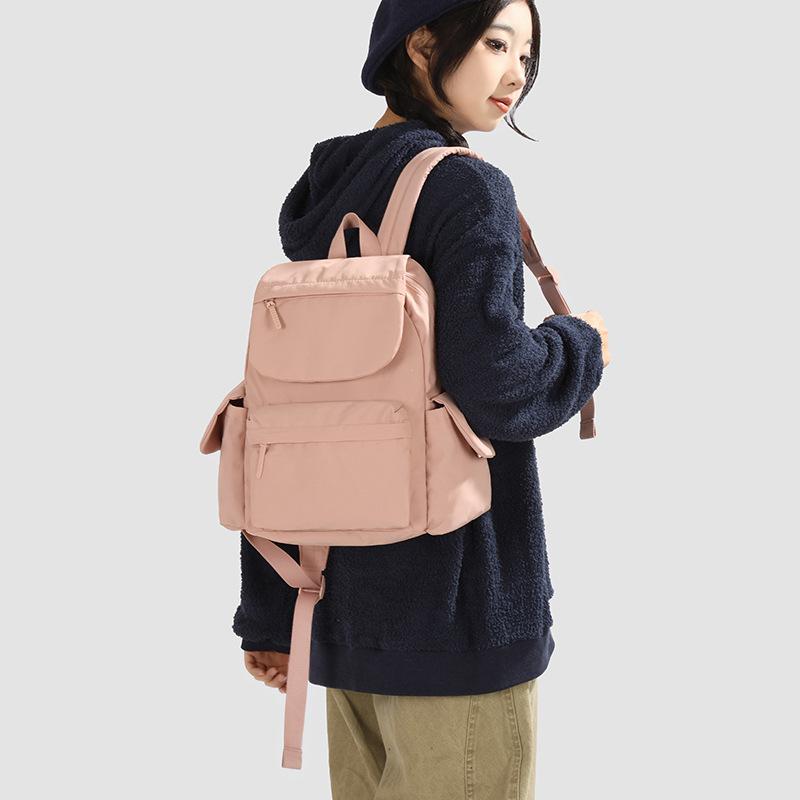 Schoolbag New Casual Versatile Backpack Commuter Solid Color Simple Backpack Women's Large Capacity Lightweight Student School Bag