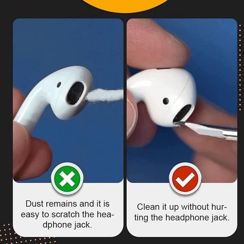 Kit de curățare pentru căști premium - Set de perii multifuncționale pentru AirPods, computere, camere și telefoane mobile - sigur, eficient, portabil