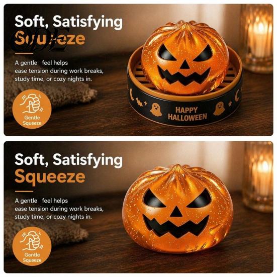 Halloween Party Favors 1/6Pcs Dumpling Stress Relief Toy, Devil Pumpkin Eyeball Skeleton Squeeze Gadget Anxiety Reduction Dough Bun Fidget Toy