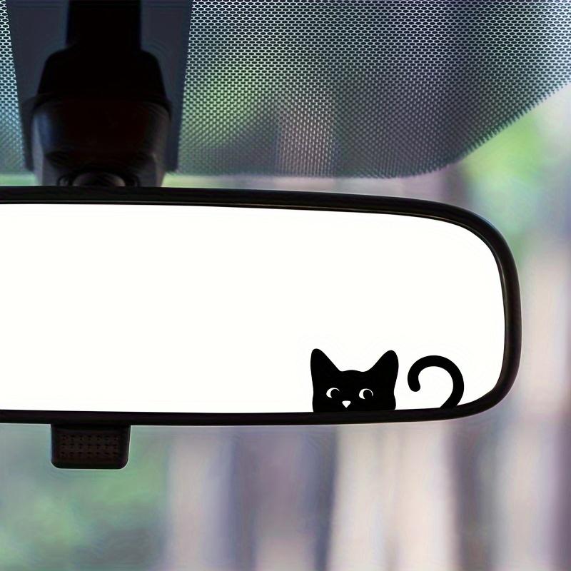 1PC Adorable Peeking Cat Vinyl Sticker Perfect for Car Rearview Mirrors & More, Durable for Indoor/Outdoor Use, Black & White Design, Cat Accessories