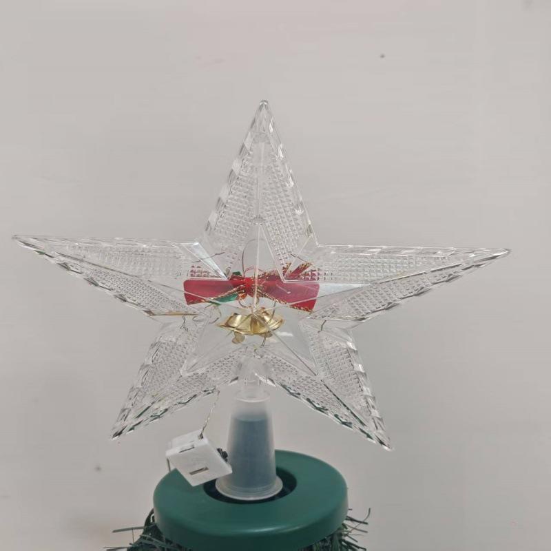 New 20cm Double-layer Five-pointed Star Snowman Tree Topper Light
