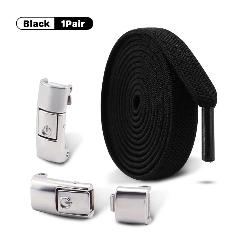 1/2Pair 8MM Flat No Tie Shoelaces Elastic Shoelace Metal Buckle Shoelaces Without Ties Sneakers Children Laces Shoe Accessories