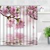 Butterfly Flower Shower Curtain Watercolor Plant Printed Bathroom Curtain Pretty Wildflower Pattern Bath Curtain With Hooks