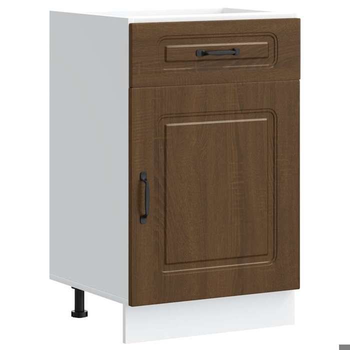 VidaXL Kitchen Cabinet Kalmar Brown Oak Engineered Wood, Base Cabinet for Sink, Base Kitchen Cabinet with Drawer, 853484