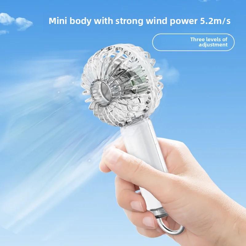 Mini Transparent Portable Handheld Fan USB Outdoor Silent Desktop Fan Hooks Included Home Appliance