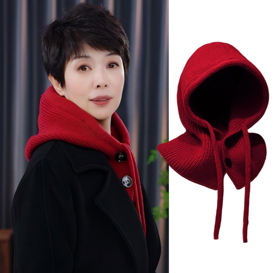 Hat and scarf combined, women's autumn and winter new neck warmer, warm woolen neck scarf, fashionable and stylish Korean-style knitted pullover hat