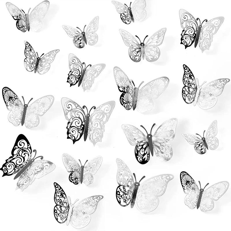 

12/24Pcs Butterflies Wall Stickers 3D Hollow for Wedding Decoration Children Room Decor DIY Living Room Kids Bedroom Sticker 12Pcs