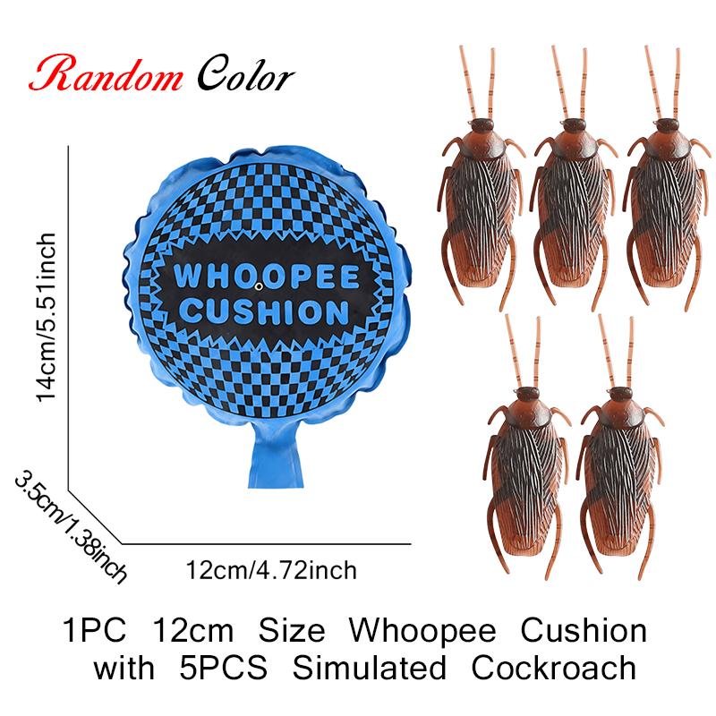 Whoopee Cushion Cockroach Set Random Color 1PC Prank Fart Pad 3 Size Available with 5PCS Decorative Bug Cockroach Party Gift ZYF