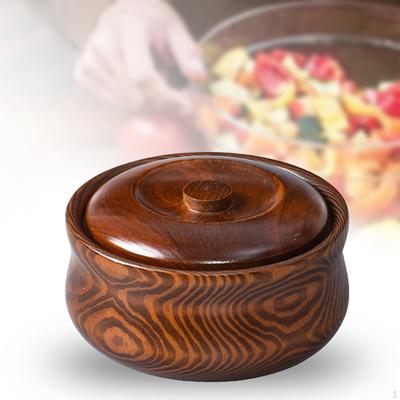 Wood with Lids for Soup Cereal Keeper Solid Bowl Serving