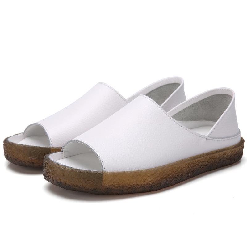 Genuine Leather Women's Korean Style Slip-On Shoes for Students, Expectant Mothers, and Mothers