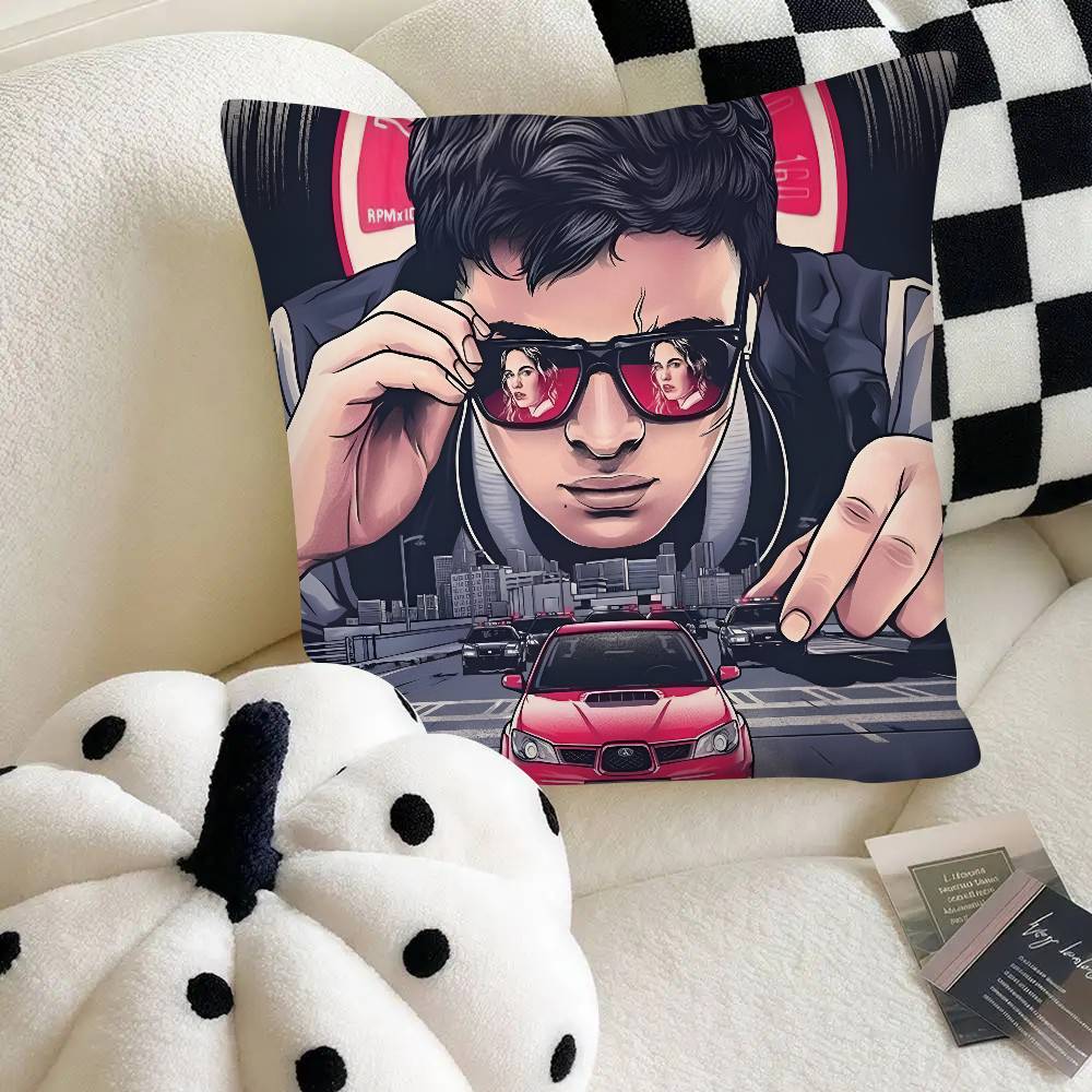 Baby Driver Classic Action Movie Game Pillow Case Square Pillow Bedroom Sofa Leisure Comfort Cushion Car Home Decoration