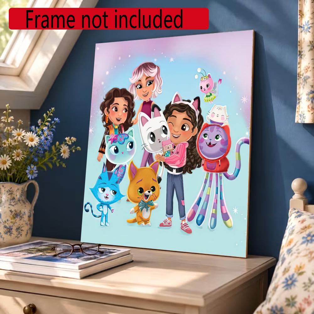 Cartoon Cute Gabbys Style 5D Diamond Painting Round Diamond Rhinestones Mosaic Diamond Embroidery Wall Paintings Rhinestones Gift Frameless