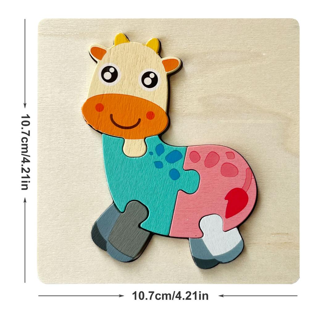 1pc 10.7cm Colorful 3D Puzzles for Kids Cartoon Animals Jigsaw Puzzle Games Children Educational Wooden Toys