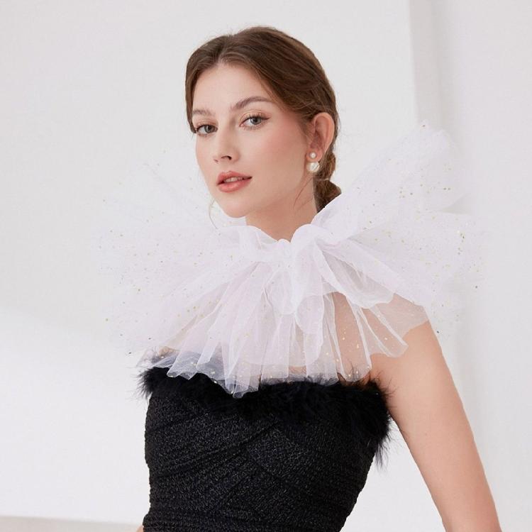 Multiuse Mesh Jabot Collar Vintage Victorian Costume Collar Cosplay Accessory Decorative Collar for Stage Performers