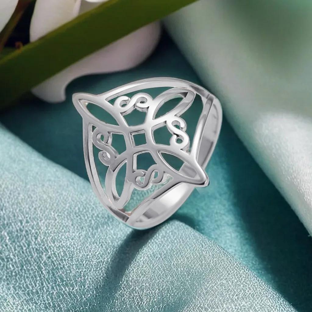 

Stainless Stee Witch Knot Rings for Women Protection Amulet Triquetra Celtics Knot Ring Witchcraft Geometric Jewelry 8