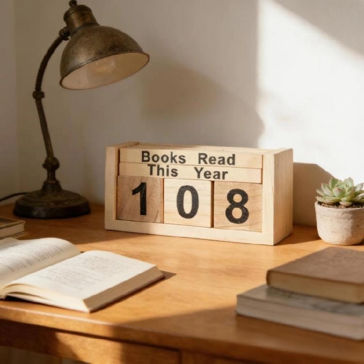 Book Counter Decorative Piece With Number Cubes Books Read This Year Trackers for Reading Goal Display Readers Gift