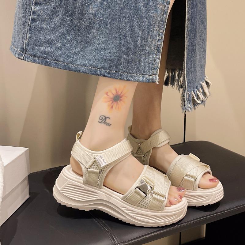 Daddy Sandalen Damen Oberbekleidung Sommer neu trendig mit geformten Aufklebern dicksohlige Muffin Sport Strand Schuhe Damen