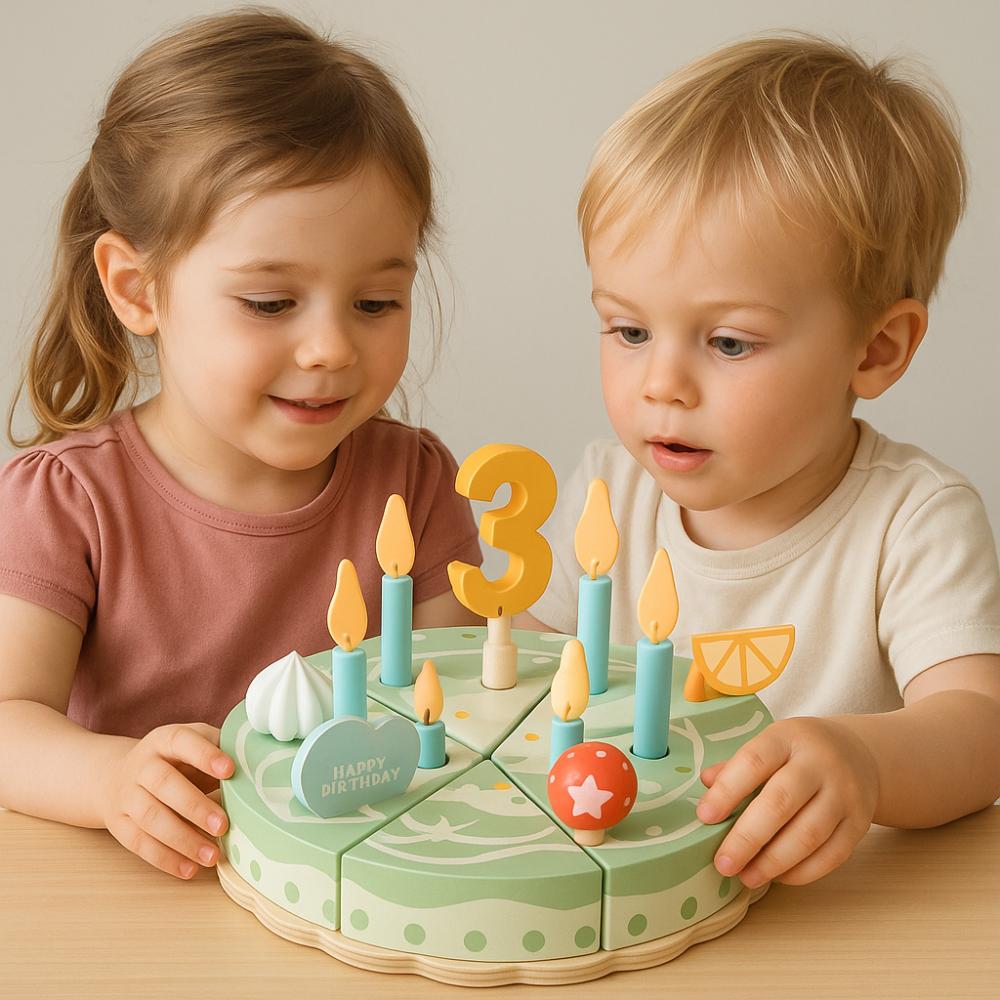 

Simulation Food Wooden Cake Model Wooden Kitchen Pretend Toy Toddlers Boys Girls 1 set