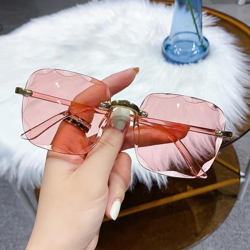 New Summer Frameless Cut Edge Sunglasses Sun Visors Women Fashion Transparent Multi-Color Lenses Version Uv400 Women Sunglasses