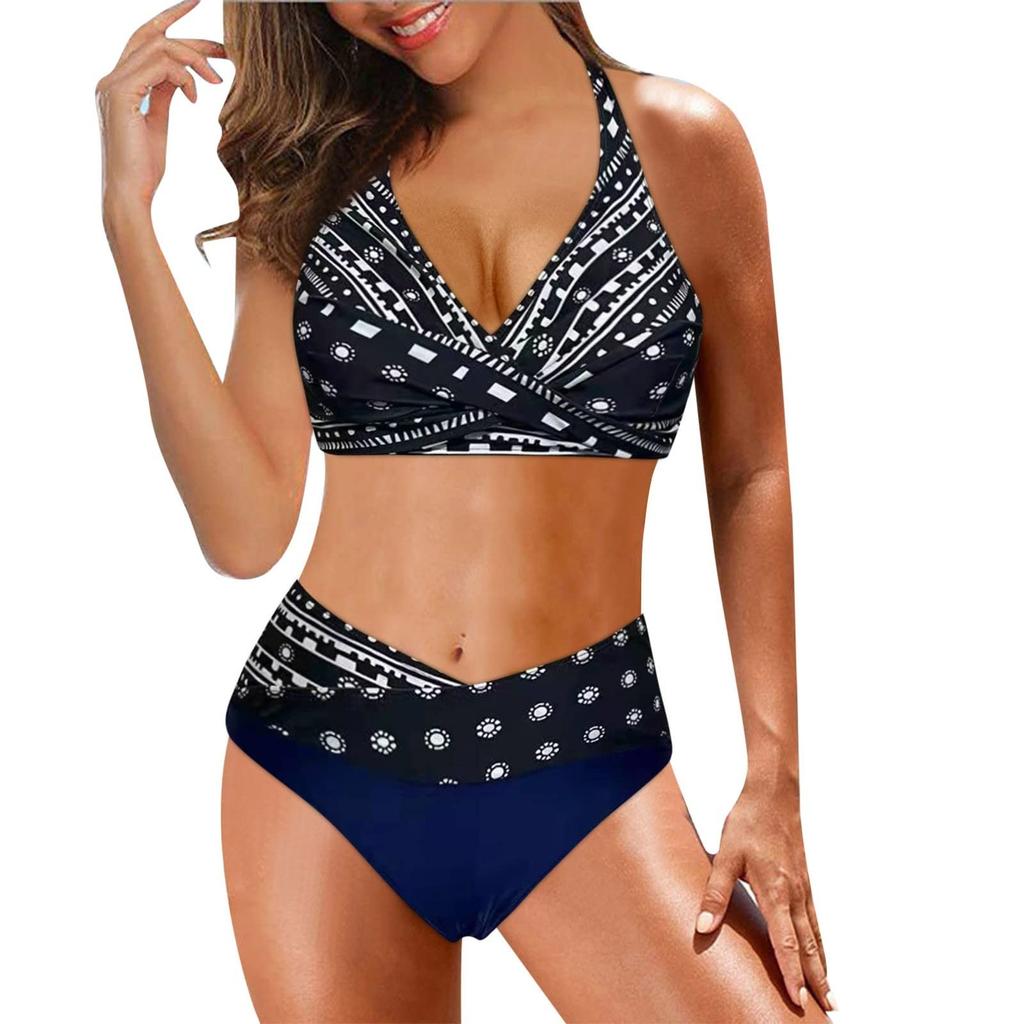 Women's Colours High-Breasted Straps Bikini Set Two-Piece Swimsuit