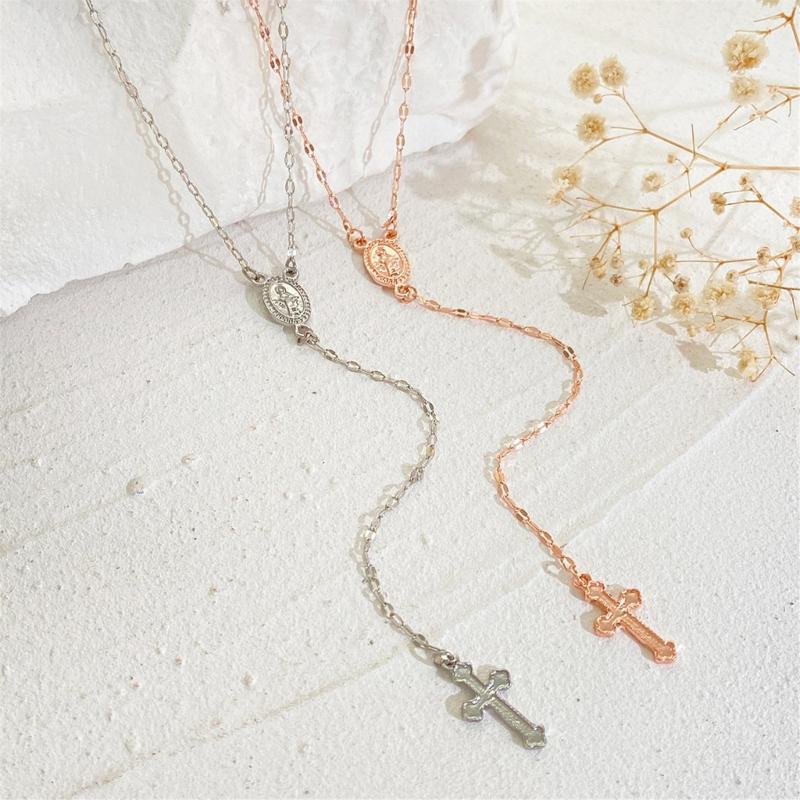 Religiöse Kreuzkette Gothic-Stil Schlüsselbeinketten Vintage Kruzifix Anhänger Halsketten Handgefertigte Geschenke für Frauen Mädchen