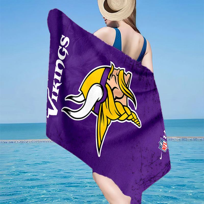 Asciugamano da Spiaggia in Microfibra Vikings Team Spirit, Leggero e Asciugatura Rapida, per Viaggi Estivi, Essenziale per la Spiaggia, Piscina