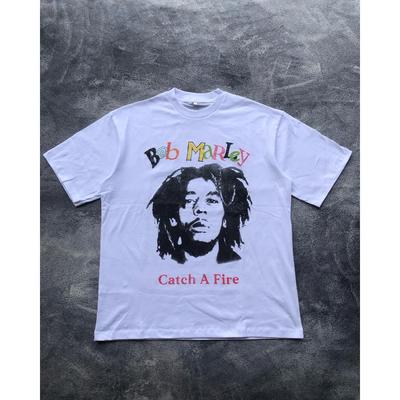 Sommer Herren BOB MARLEY T-Shirts Bedrucktes Strick Übergröße T-Shirt Oversized T-Shirt Y2k Top Harajuku Gothic Damenbekleidung